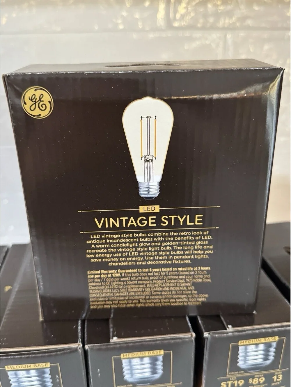 6 Packs (12 total) GE Vintage A15 LED Bulbs, 5.5W=60W Warm Amber Glass, Dimmable